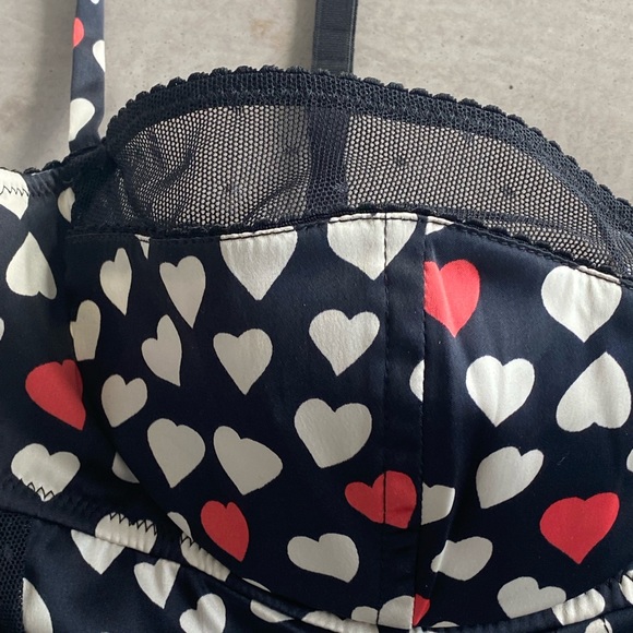 Dolce & Gabbana authentic RARE Y2K black heart bustier mesh stretch pinUp Medium - Picture 15 of 16